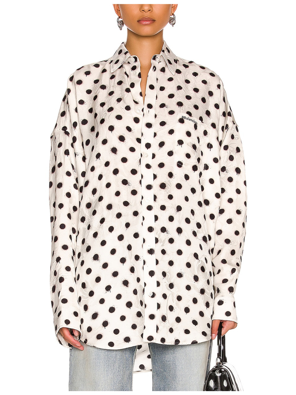 Balenciaga Polka Dot White Cocoon Shirt Size 40 EU / 8 US